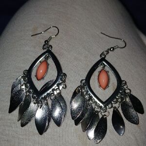 Silver and Pink Dangle Earrings